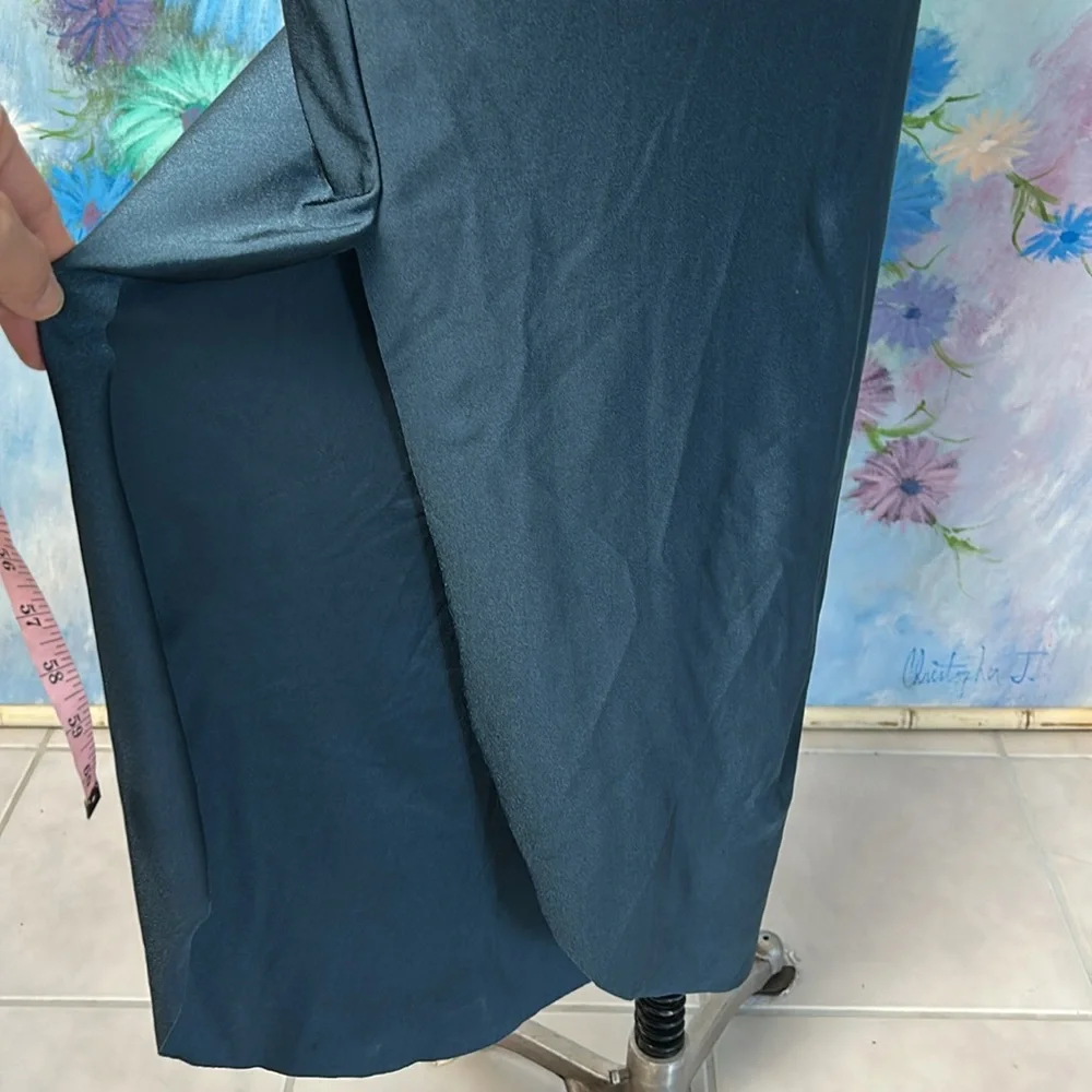 Eugenia Fernandez  One-Shoulder Teal Dress Ruched Side Maxi Open side small - Picture 15 of 17